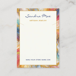 Classy Gold Glitter Marble Jewellery Display Card