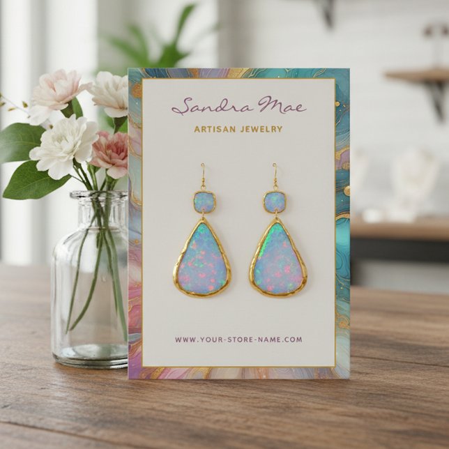 Classy Gold Glitter Marble Jewellery Display Card (Creator Uploaded)