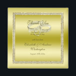 Classy Gold Glitter & Wedding Rings  Magnet<br><div class="desc">Beautiful stylish and very elegant wedding thank you favour magnet with a glamourous golden coloured sparkly sequin border encased in a matching coloured glitter frame printed on a pretty gold gradient background, in the background are two shiny wedding rings with diamond hearts decoration. A romantic design for your special day....</div>