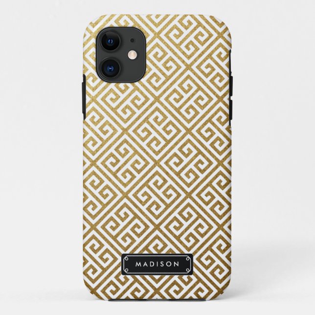 Classy Gold Greek Key Personalised Case-Mate iPhone Case (Back)