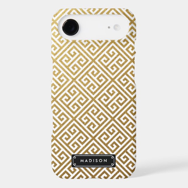 Classy Gold Greek Key Personalised Case-Mate iPhone Case (Back)
