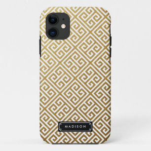 Classy Gold Greek Key Personalized iPhone 11 Case