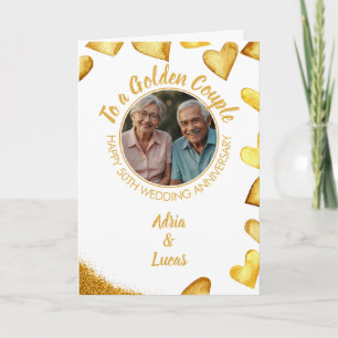 Classy Gold Heart 50th Wedding Anniversary Card