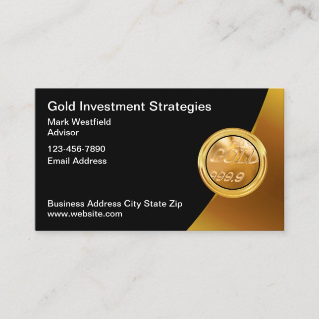 Classy Gold Investment Theme Business Cards (Front)