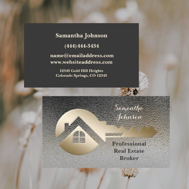Classy Gold Key & Oxford Real Estate Business Card (Creator Uploaded)