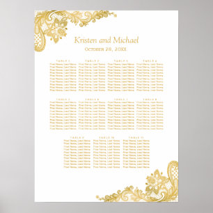 Classy Gold Lace Wedding Seating Chart