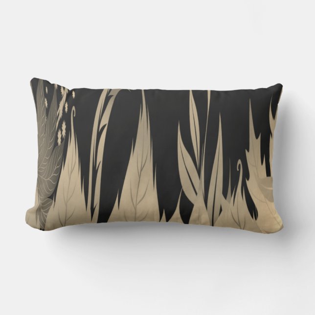 Classy Gold Leaf Design Lumbar Cushion (Front)