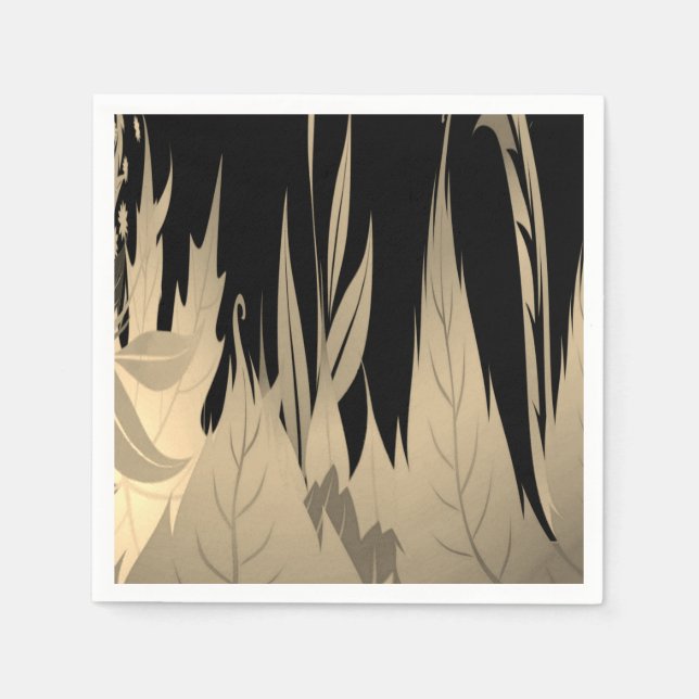 Classy Gold Leaf Design Napkin (Front)
