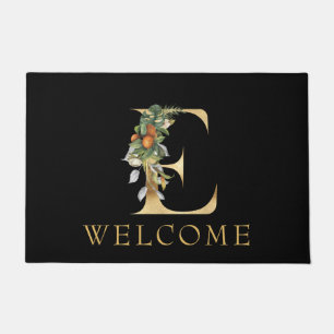 Classy Gold Monogram E with Fruit Doormat