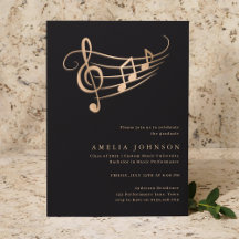 Classy Gold Music Notes Graduation Minimal