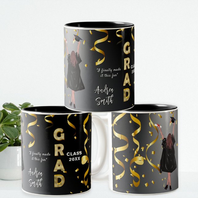 Classy Gold | Proud Girl Special Graduation Custom Two-Tone Coffee Mug (Creator Uploaded)
