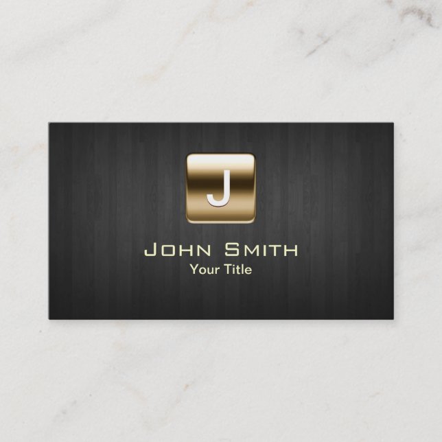 Classy Gold Stamp Dark Wood Business Card (Front)