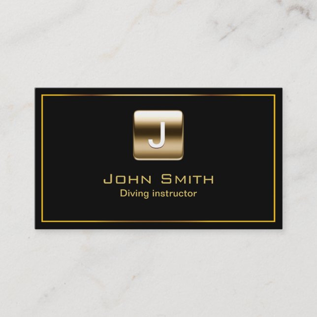 Classy Gold Stamp Diving Business Card (Front)