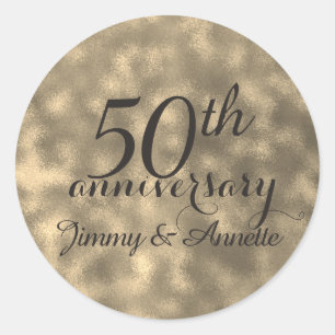 Classy gold texture classic round sticker