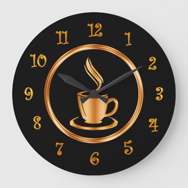 Classy Gold Tone Design Coffee Time Clocks (Front)