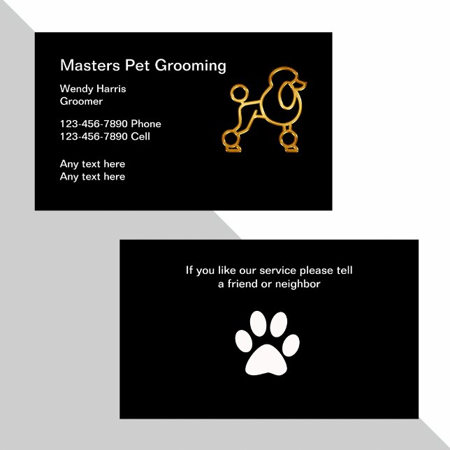 Classy Gold Tone Poodle Pet Groomer Business Card (Creator Uploaded)