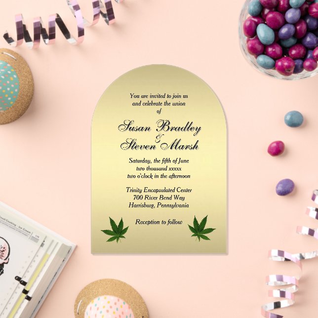 Classy Gold Weed Ticket Wedding Invitation (Insitu (Celebration))
