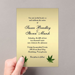 Classy Gold Weed Ticket Wedding Invitation
