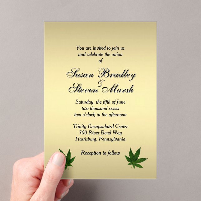 Classy Gold Weed Ticket Wedding Invitation (Insitu (Handheld))