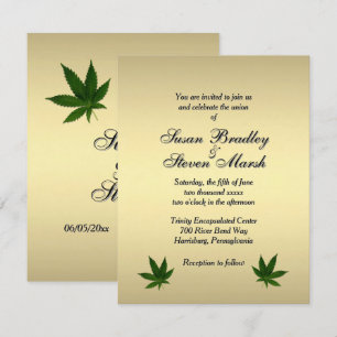 Classy Gold Weed Ticket Wedding Invitation