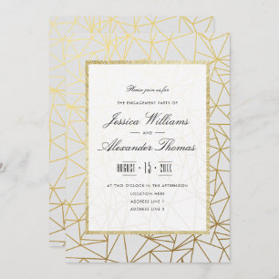 Classy Gold & White Engagement Party Invitation