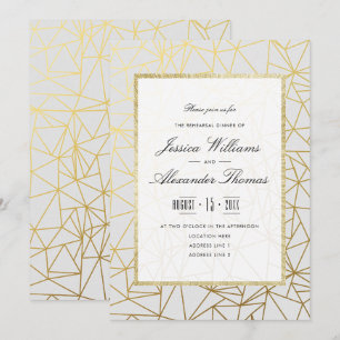 Classy Gold & White Rehearsal Dinner Invitation