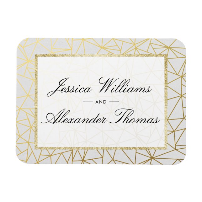 Classy Gold & White Wedding Magnet (Horizontal)
