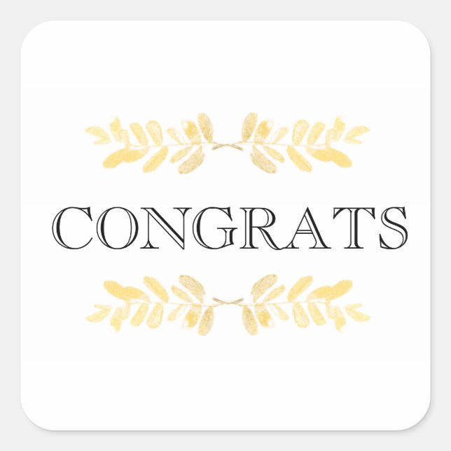 Classy golden leaves - minimalist square sticker (Front)