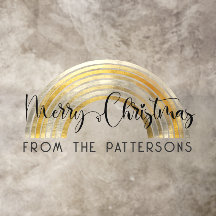 Classy Golden Rainbow Family Name Merry Christmas