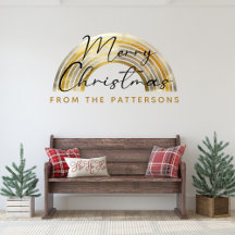 Classy Golden Rainbow Family Name Merry Christmas