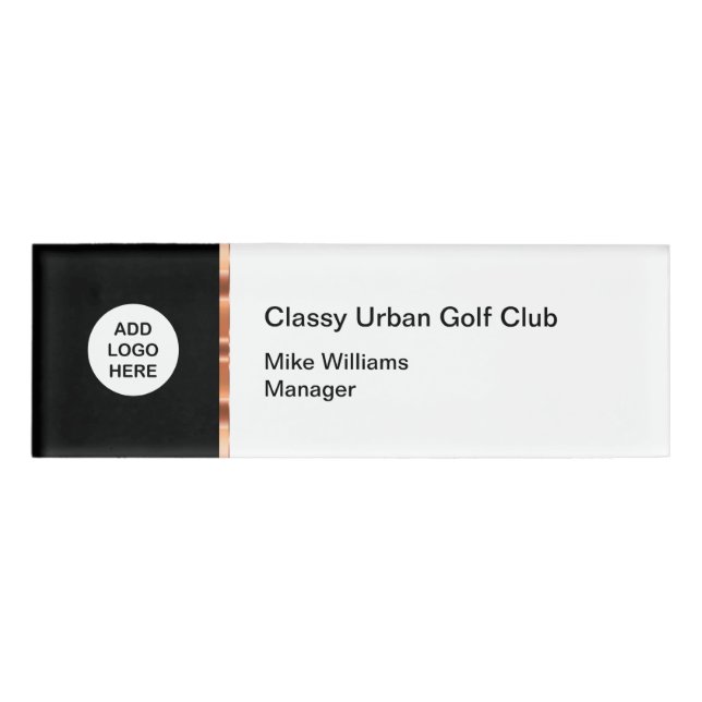 Classy Golf Course Logo Template Name Tag (Front)