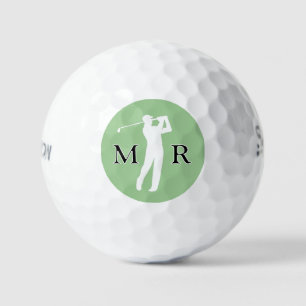 Classy Golfer Ball / 2 Initials / man golfing