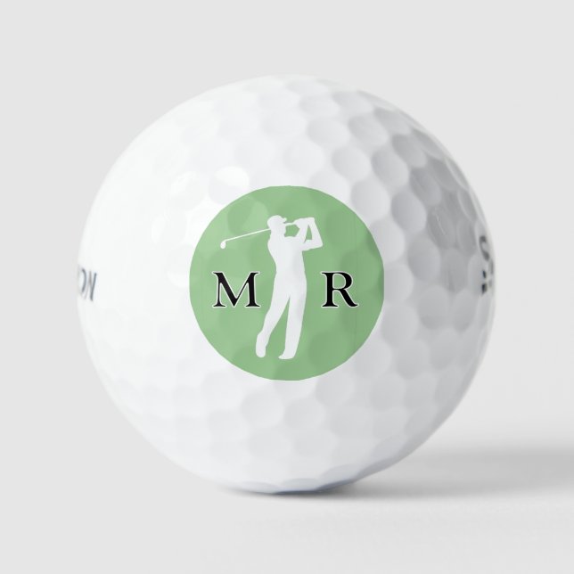 Classy Golfer Ball / 2 Initials / man golfing (Front)
