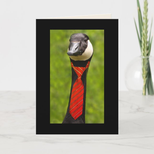Classy Goose And Necktie Birthday Card (Front)