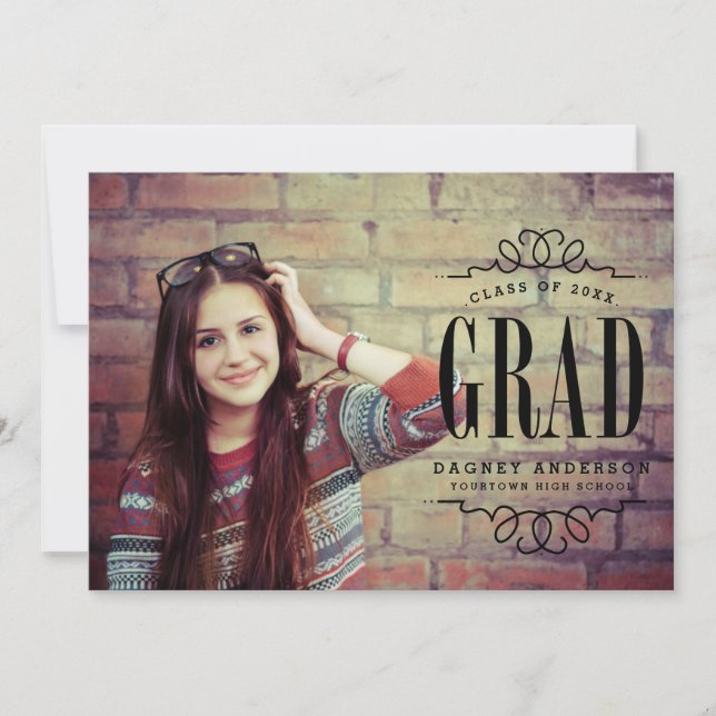 Classy Graduate Photo Graduation Party Invitation (Front)