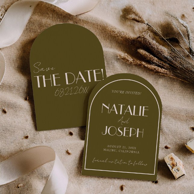 Classy Grasslands Ivory Whimsical Arched Wedding Save The Date (Creator Uploaded)