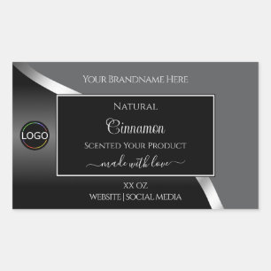 Classy Gray Black Wavy Silver Logo Product Labels