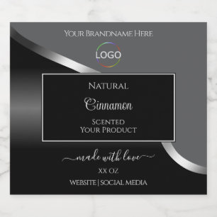 Classy Gray Black Wavy Silver Logo Product Labels