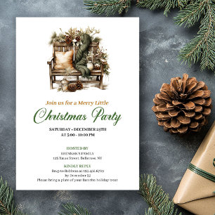 Classy Green And Gold Christmas Nook Party Invite