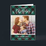 Classy Green Buffalo Check Merry Christmas Photo Holiday Card<br><div class="desc">Share your Holiday wishes with this Merry Christmas Photo cards that feature a Classy Green Buffalo Check with a Hand Written Script. It's easy to personalise to be uniquely yours. (1) For further customisation, please click the "customise further" link and use our design tool to modify this template. (2) If...</div>