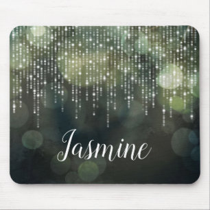 Classy green fairy string of lights personalised mouse pad