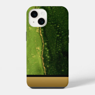 Classy Green Gold Marble Pattern iPhone / Android 14 Case