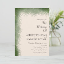 Classy Green Herb Pattern Beige Elegant Wedding
