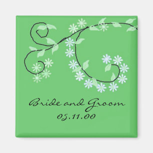 Classy Green Vines and Flowers Magnet