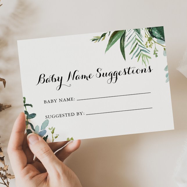 Classy Greenery Baby Name Suggestions Card (Creator Uploaded)