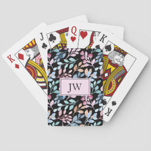 Classy Greenery Personalised Monogram Playing Cards