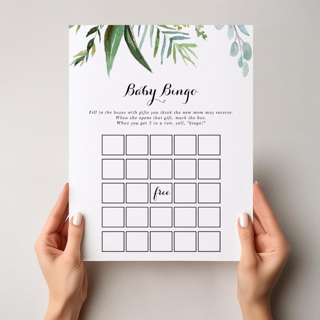 Classy Greenery Tropical Baby Bingo Shower Game (Creator Uploaded)