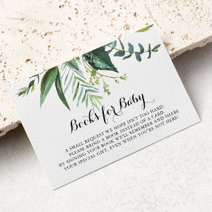 Classy Greenery Tropical Baby Shower Book Request Enclosure Card