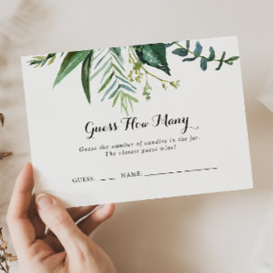 Classy Greenery Tropical Guess How Many Game Card