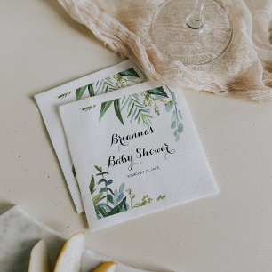 Classy Greenery Tropical Leaves Baby Shower Napkin